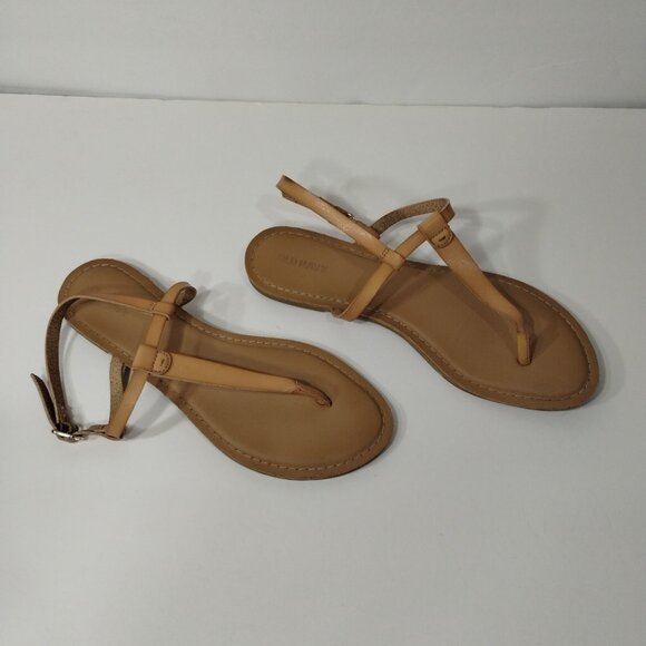 Old Navy Flat Sandals Womens Size 9 Beige Slingback Strap Flip Flop Buckle - Picture 2 of 9